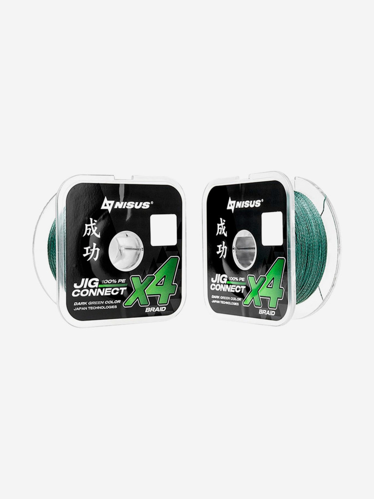 Шнур плетеный для рыбалки NISUS JIG CONNECT X4 PE, 100м, 0,25мм, 14,8кг, темно-зеленый