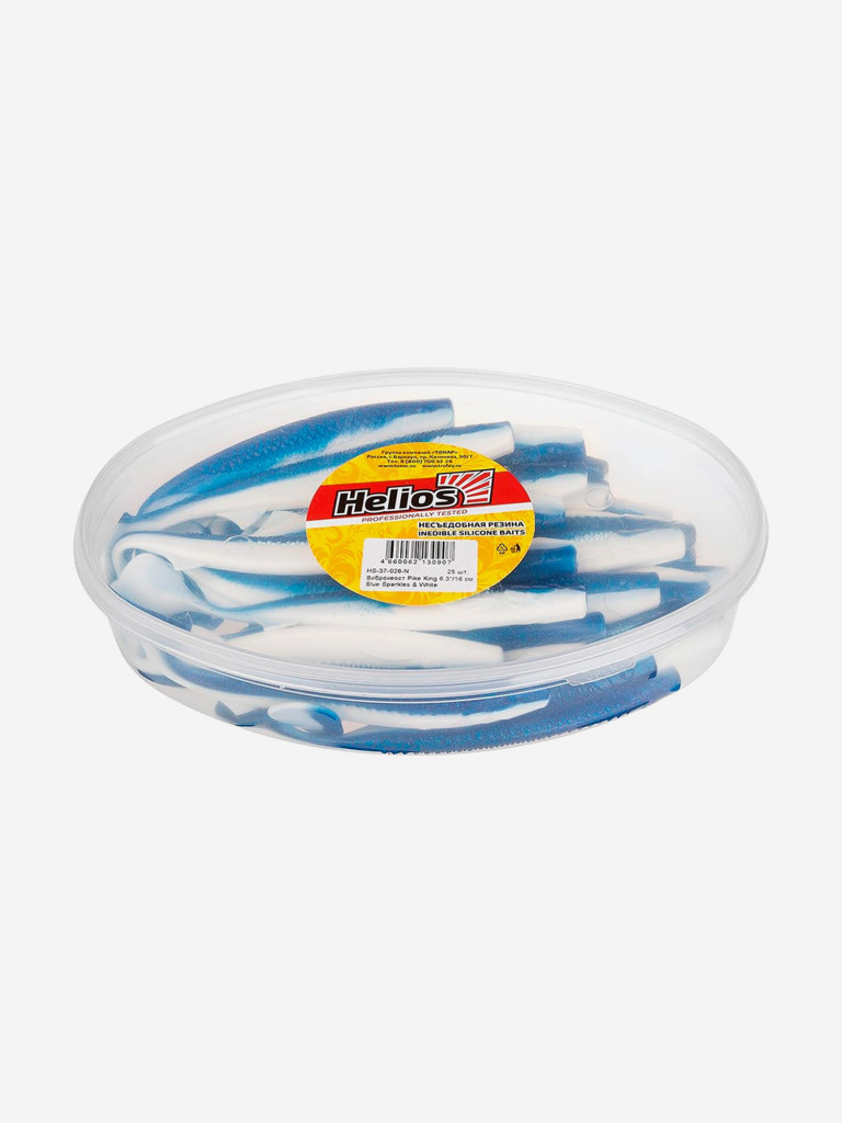 Мягкая приманка Helios Pike King, 6,3'' / 16 см, Blue Sparkles & White, 25 шт (HS-37-026-N)