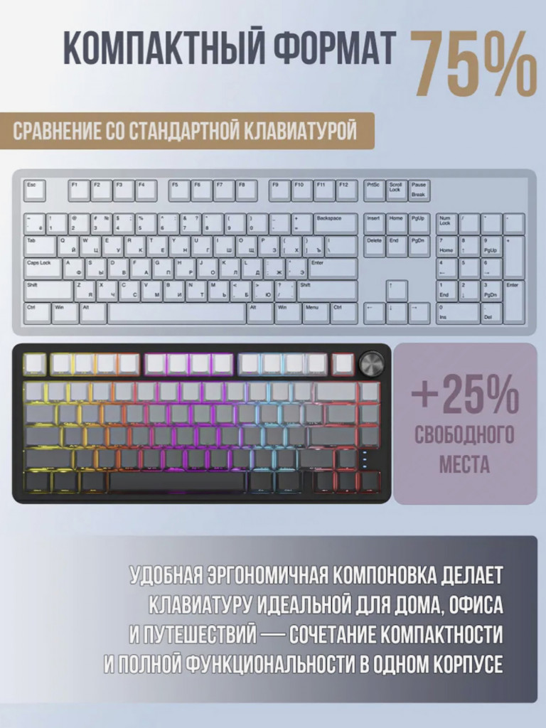 Игровая клавиатура QUALIGO RX75 Pro беспроводная