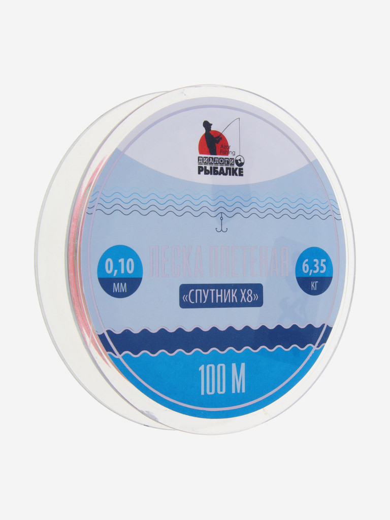 AZOR FISHING Леска плетеная диалоги о рыбалке "Спутник X8", 100м, 0,10мм, 6,35 кг, мультиколор