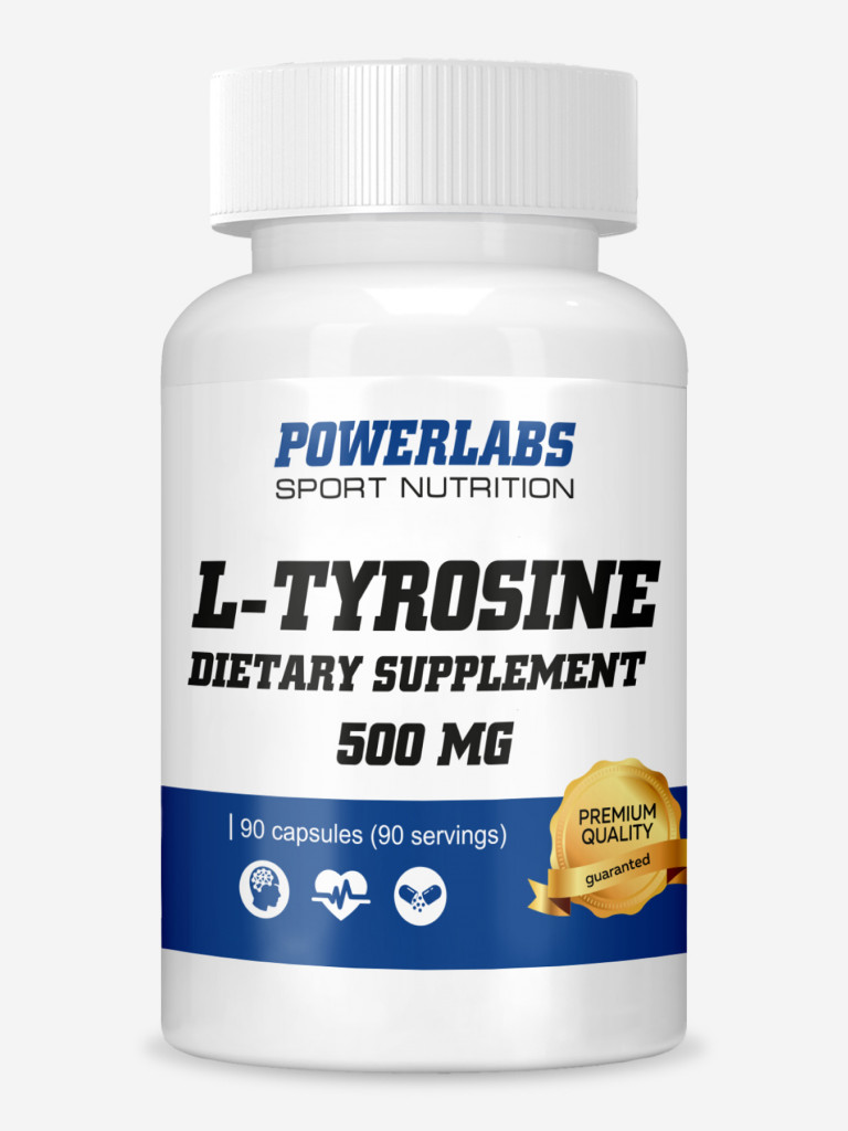 Л-Тирозин, Powerlabs, 500 мг, 90 капсул
