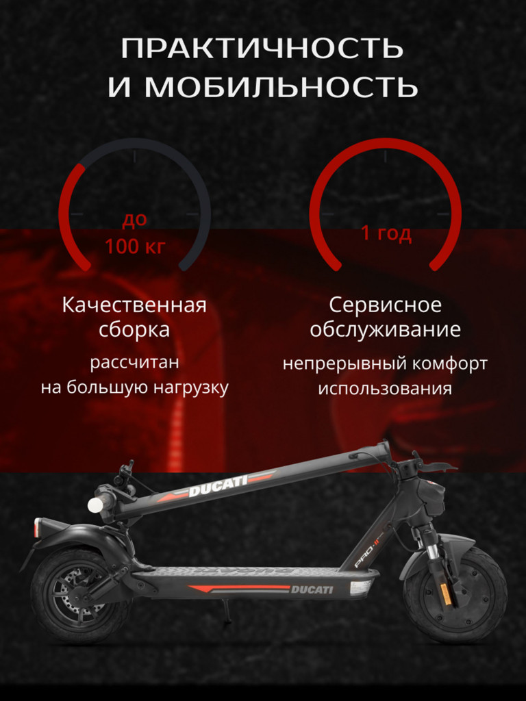 Электросамокат Ducati E-SCOOTER PRO-II EVO складной, с поворотными сигналами, 25 км/ч, двойная тормозная система, двойная задняя подвеска