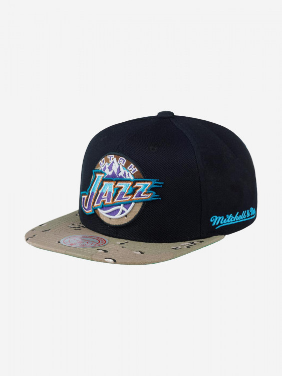 Бейсболка с прямым козырьком MITCHELL NESS HHSS1101-UJAYYPPPBLCK Utah Jazz NBA