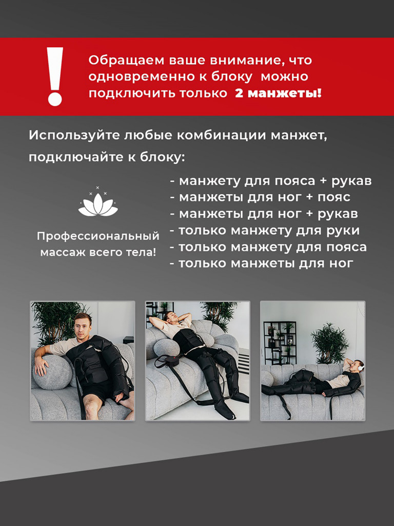 Лимфодренажный массажер для всего тела HEALO, рук, ног и талии, электрический, компрессионный аппарат для прессотерапии и лимфодренажа от отеков для тела