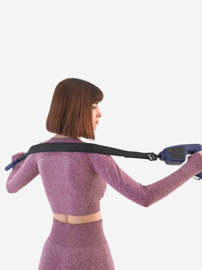 Перкуссионный беспроводной массажер GESS Hitman, массажный пистолет, ударный массажер, 7 насадок, насадка-лента