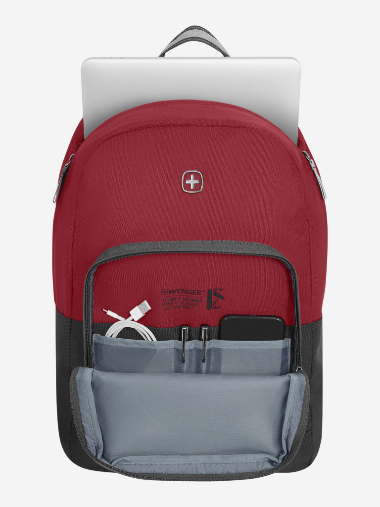 Рюкзак WENGER NEXT Crango 16", красный/черный, переработанный ПЭТ/Полиэстер, 33х22х46 см, 27 л.