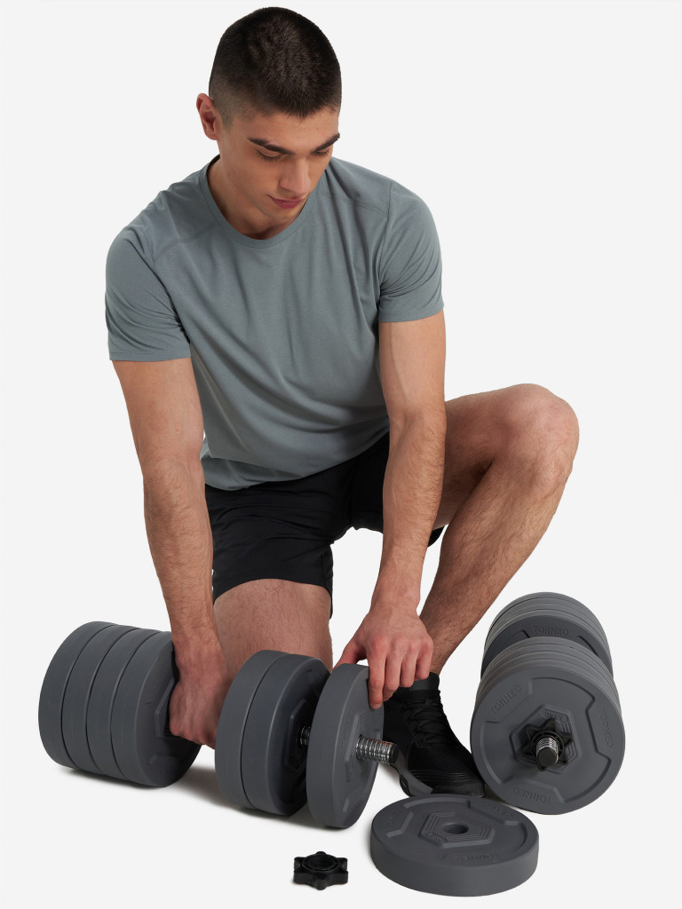 Набор гантели и штанга-переходник Torneo, 43 кг