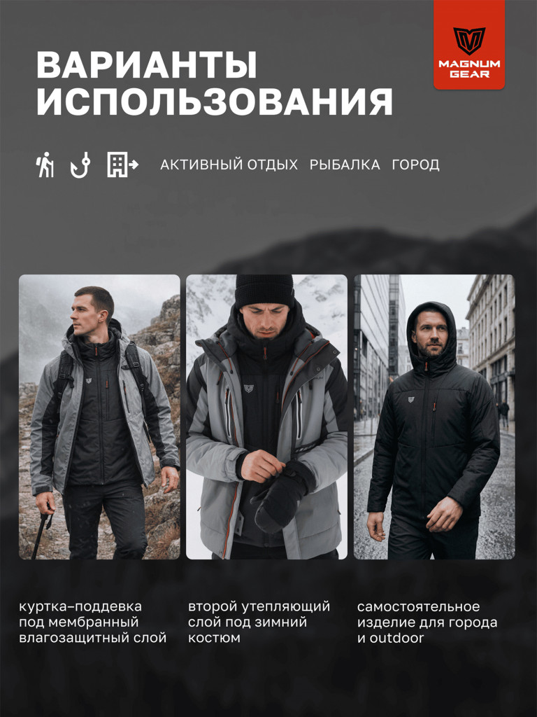 Куртка для рыбалки мужская MAGNUM GEAR RADIATOR HOODY черный