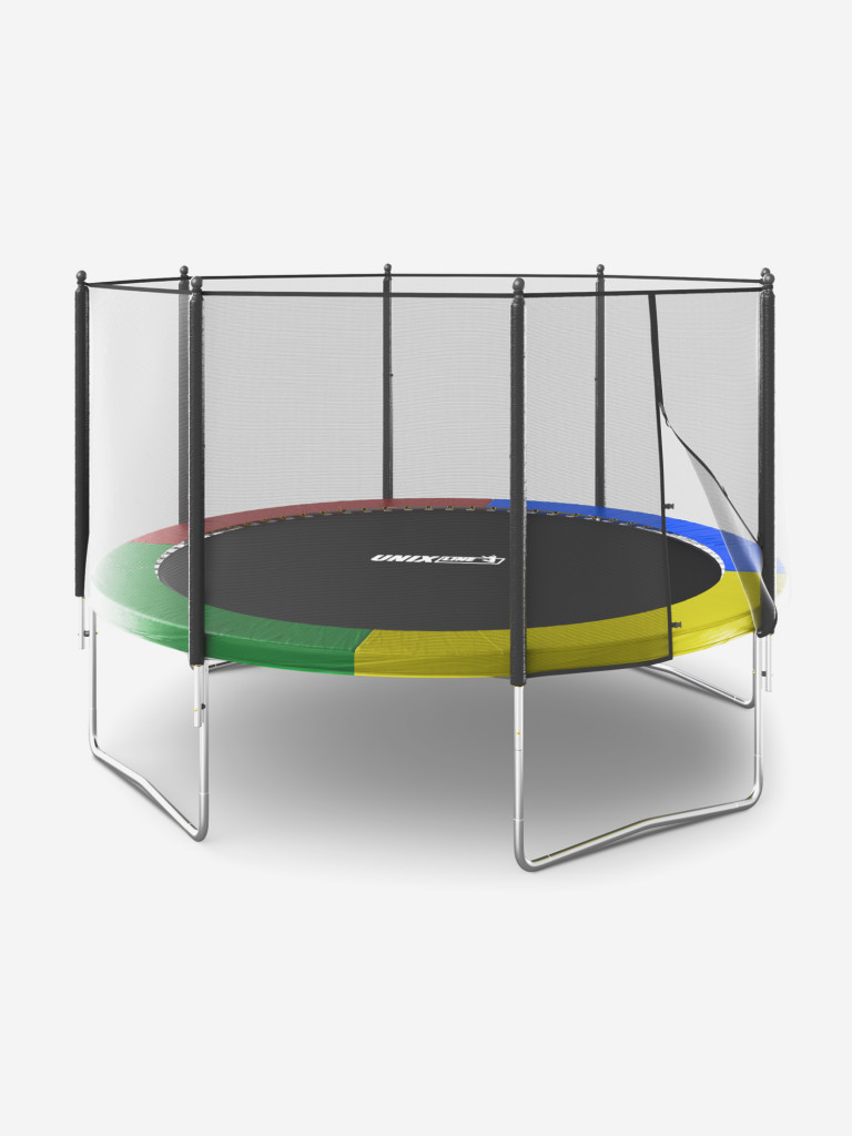 Батут каркасный UNIX Line Simple 12 ft Color с внешней защитной сеткой, общий диаметр 366 см, до 150 кг