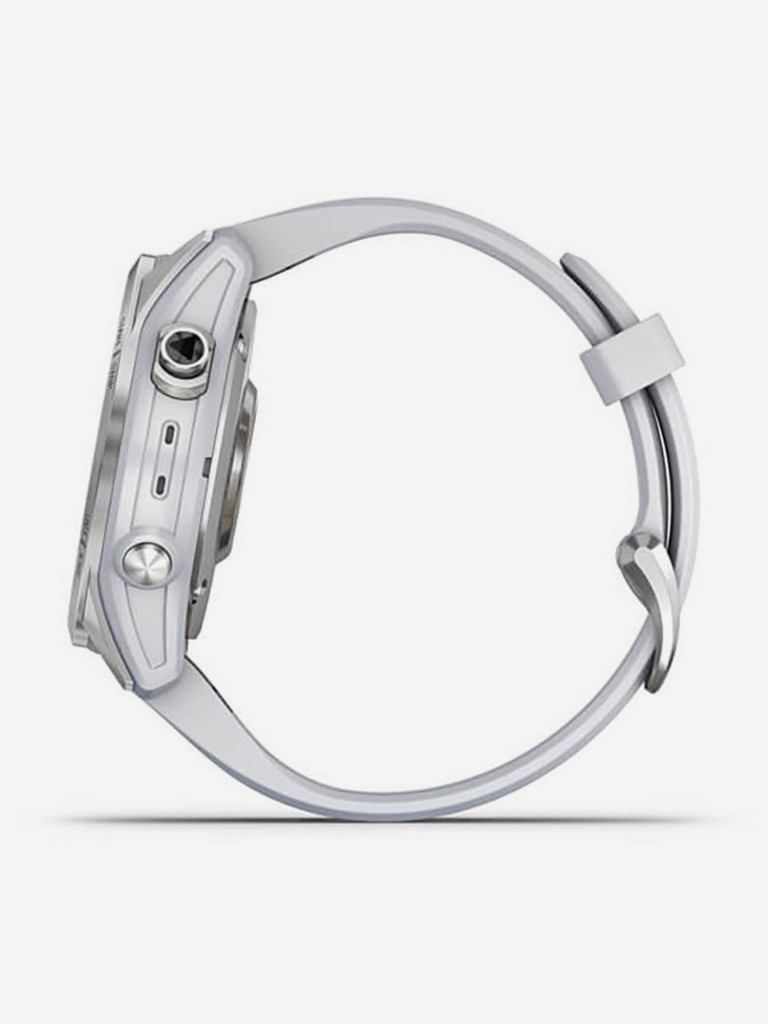 Спортивные наручные часы Garmin Fenix 7s Silver с белым силиконовым ремешком