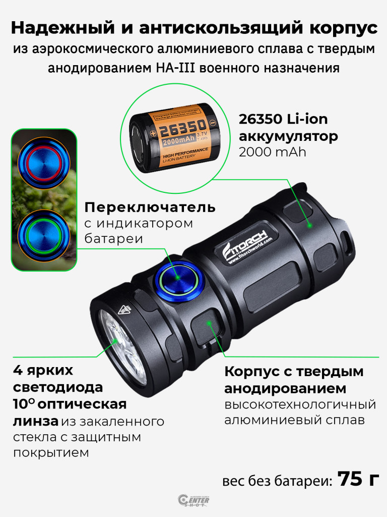 Фонарь FiTorch P25GT универсальный компактный (USB зарядка, Power Bank)