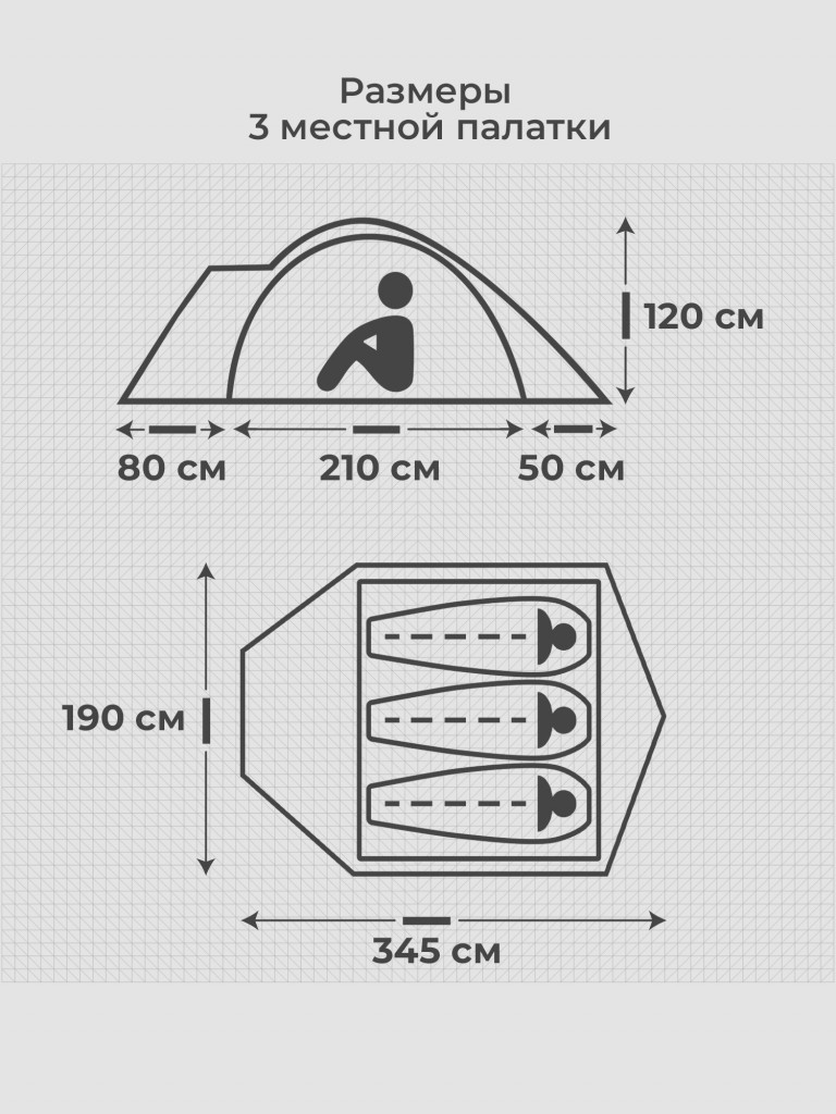 Палатка кемпинговая 3-местная Denton Forever