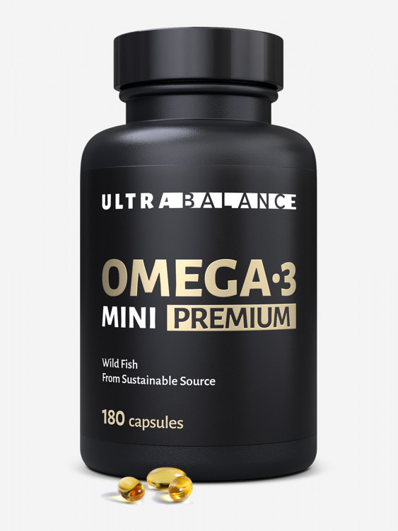 Омега 3 UltraBalance mini, рыбий жир для мужчин, женщин и детей, 180 капсул