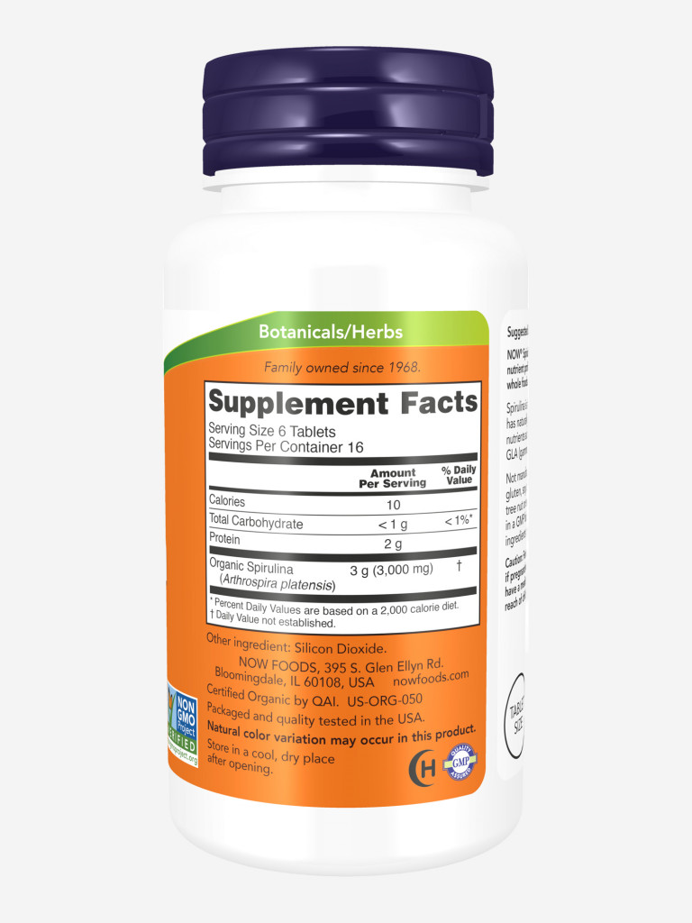 NOW "Спирулина 500мг" 500 мг 100 таб