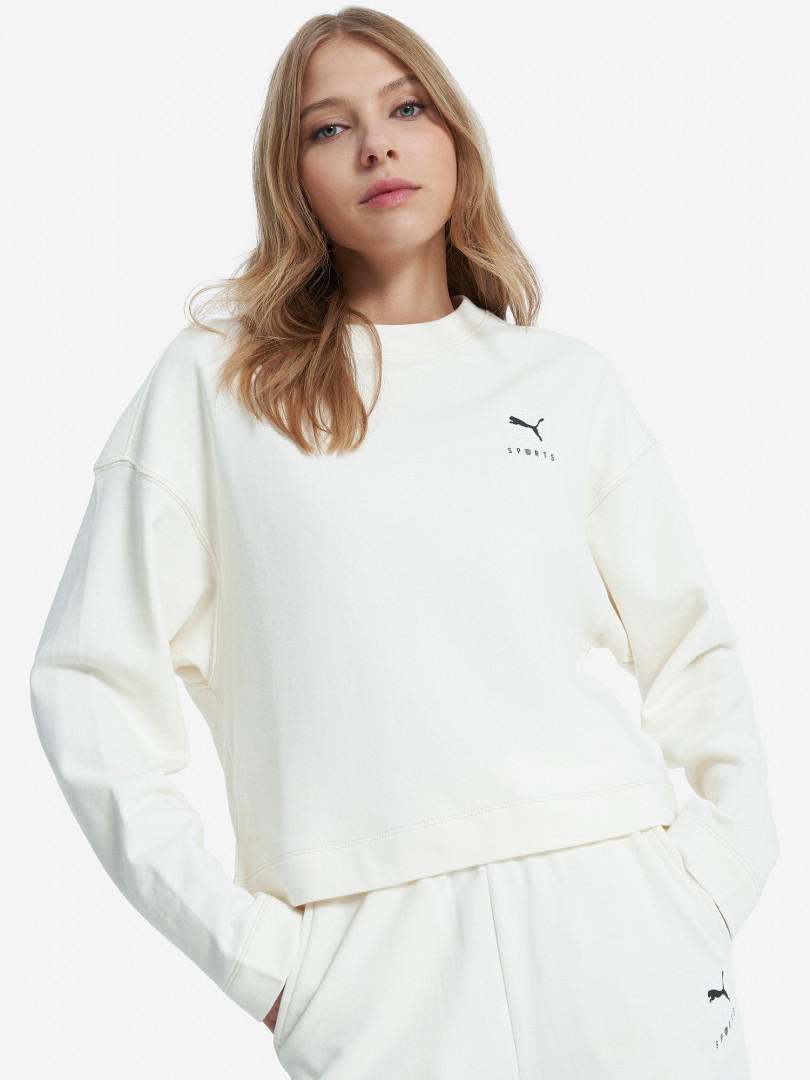 фото Свитшот женский puma better sportswear crew, бежевый