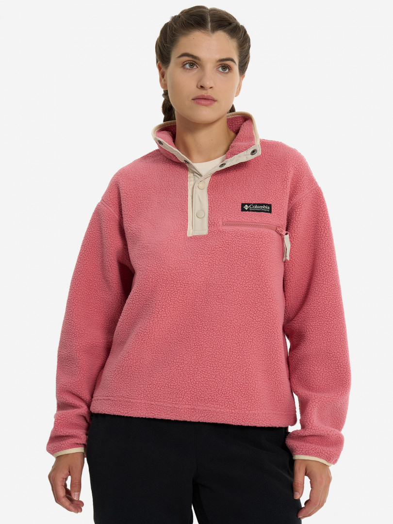 фото Джемпер флисовый женский columbia helvetia ii cropped half snap fleece, розовый