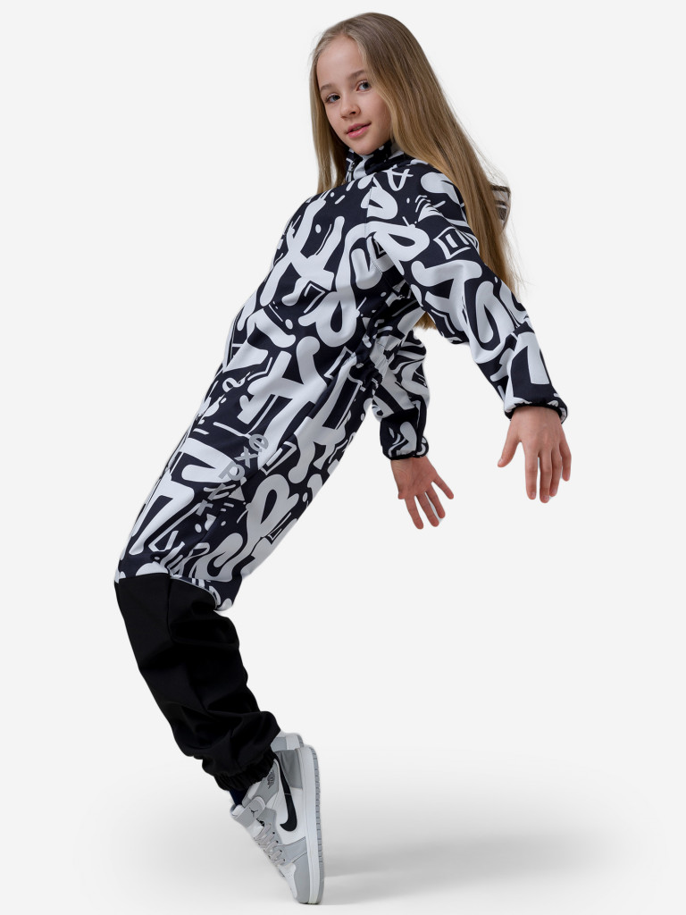 Демисезонный комбинезон для детей Sherysheff В19051ФЧ Принт SH Черно-белый