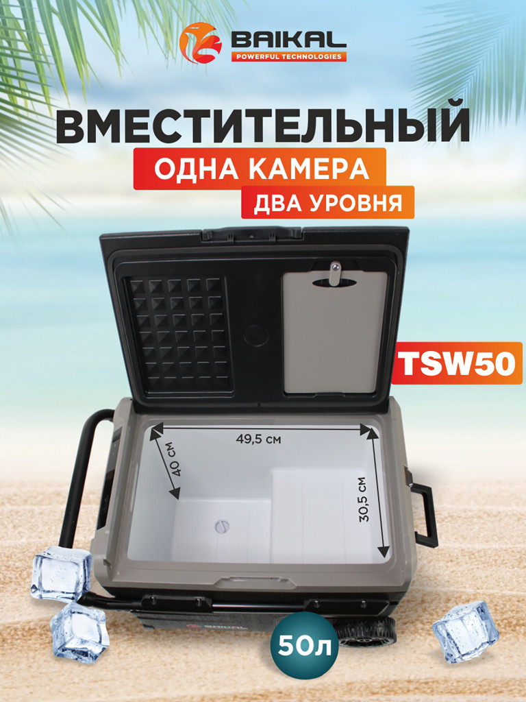 Автомобильный холодильник TSW50 12/24/110/220V