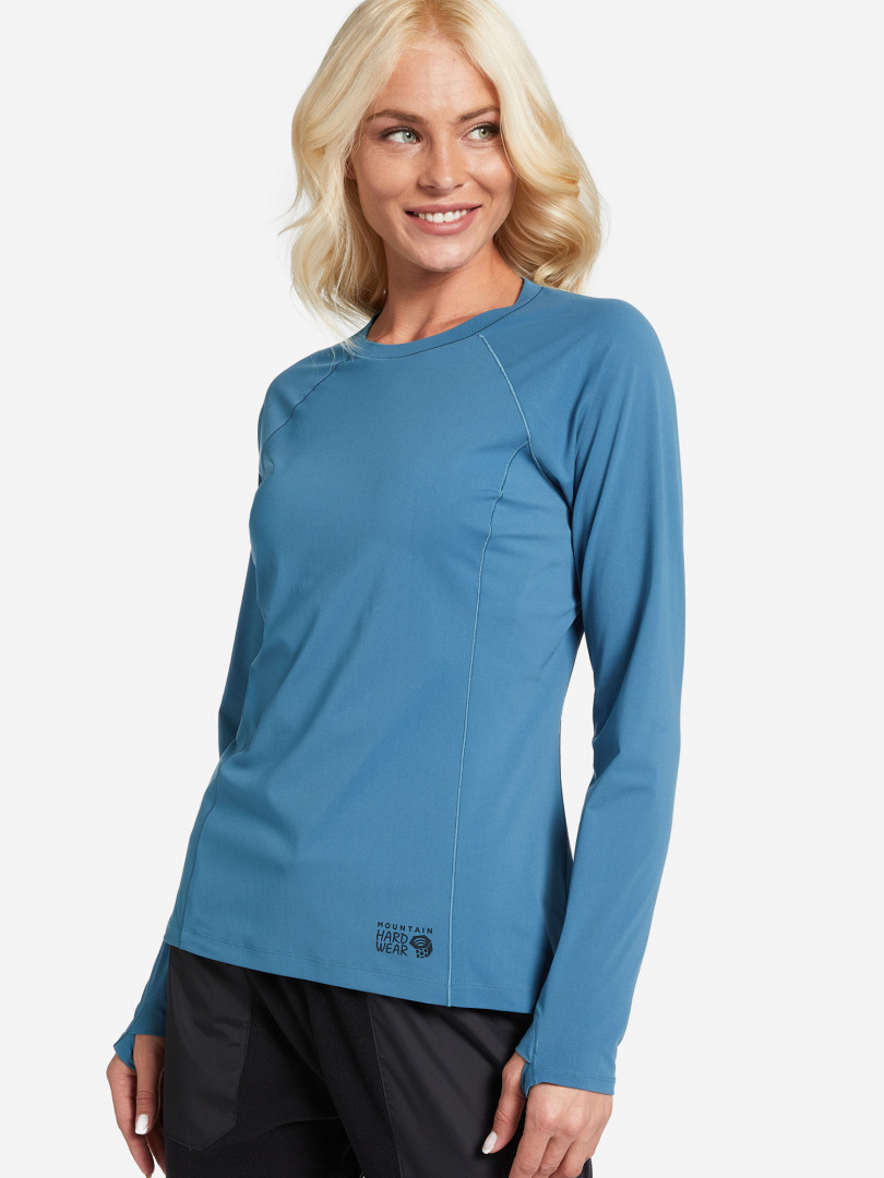 фото Лонгслив женский mountain hardwear mountain stretch™ long sleeve crew, голубой