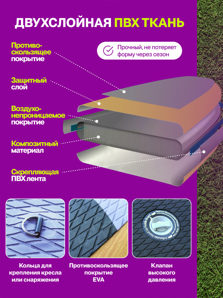 Сапборд надувной двухслойный OZERUS серия ONE 10.6