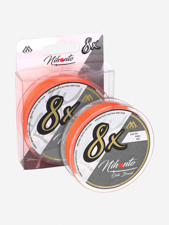 Плетеный шнур Mikado NIHONTO OCTA BRAID 0,10 orange (150 м) - 7.75 кг.