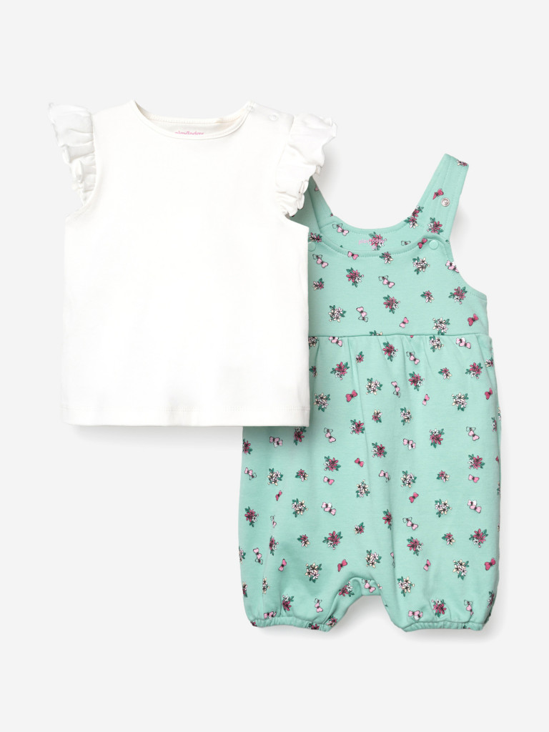 Комплект для девочек: футболка, полукомбинезон PlayToday