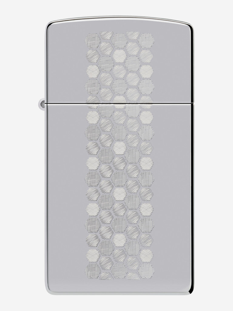 Зажигалка бензиновая ветроустойчивая Zippo Slim Honeycomb Design High Polish Chrome