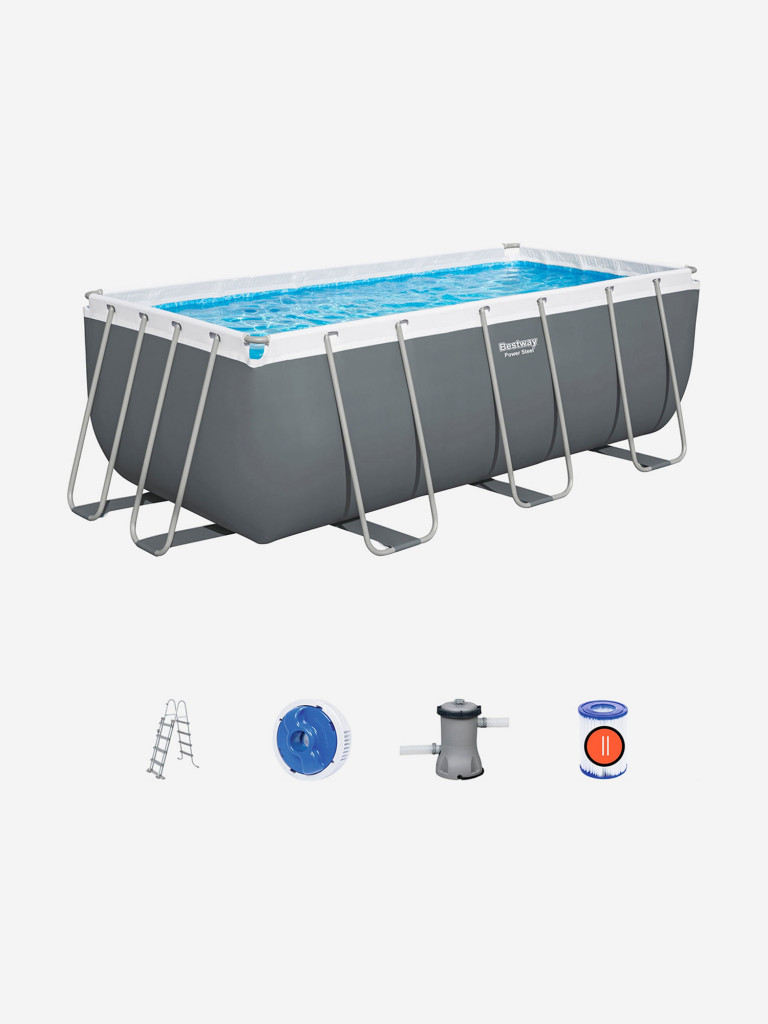 Бассейн каркасный Bestway 56456 Power Steel 412х201х122см фильтр-насос 2006л/ч, лестница, поплавок-дозатор