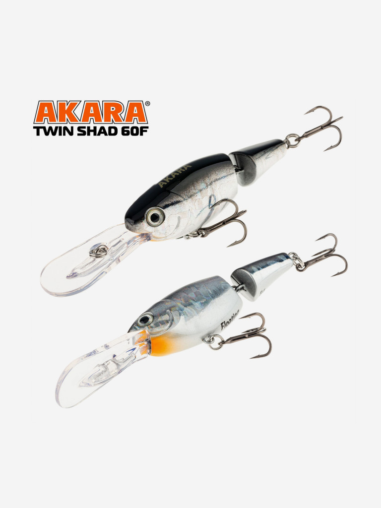 Воблер Akara Twin Shad 60F плавающий для троллинга на щуку, судака, сома, окуня 8гр A83