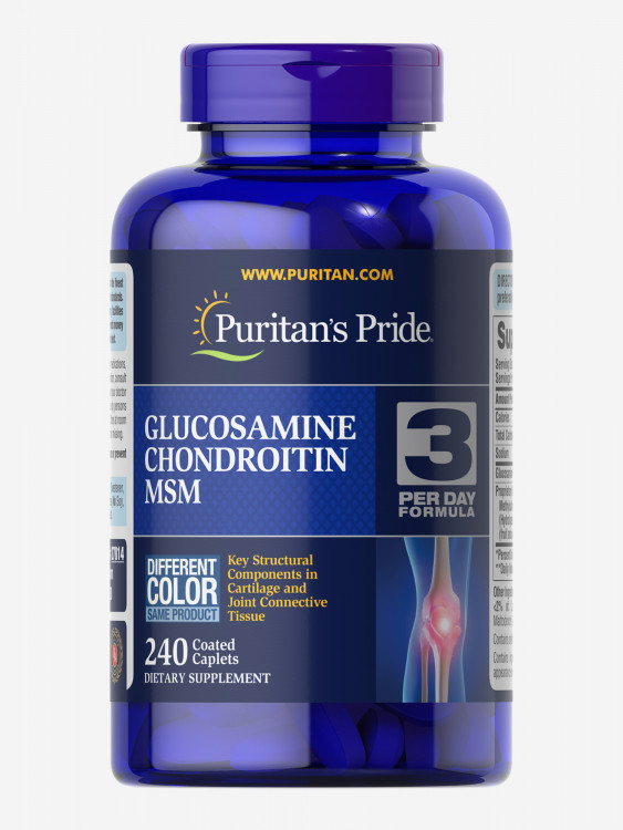 Глюкозамин, хондроитин, МСМ для суставов Puritan's Pride Glucosamine Chondroitin MSM, 240 таблеток