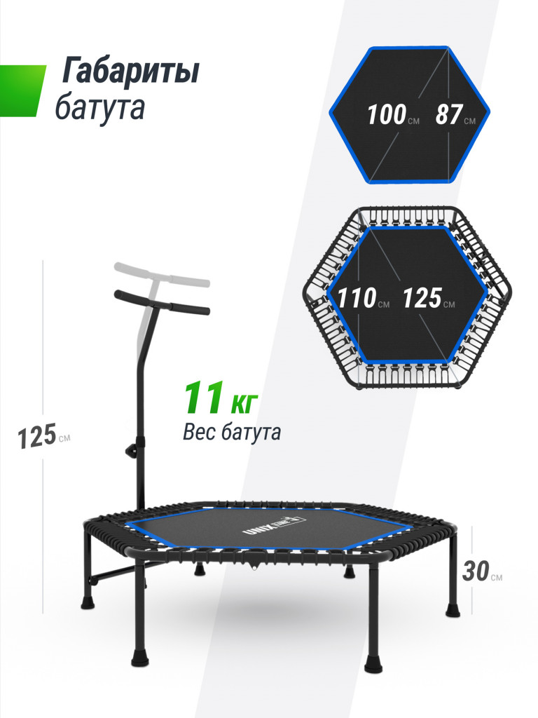Батут спортивный для фитнеса и джампинга UNIX Line Fitness 125 см, синий