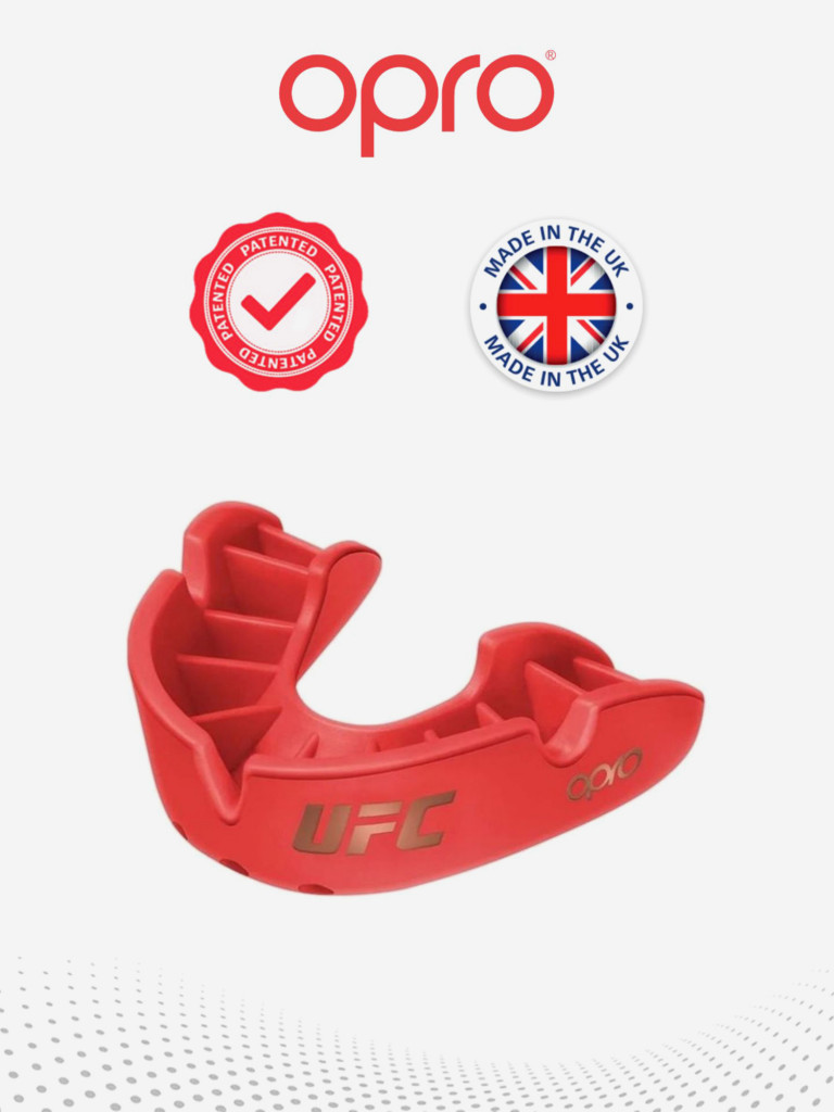 Боксерская капа взрослая, спортивная, защитная для зубов OPRO Self-Fit Bronze UFC - Red