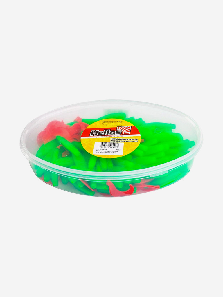 Мягкая приманка Helios Hybrid, 3,15" / 8,0 см, Lime & Red, 100 штук (HS-14-021-N)