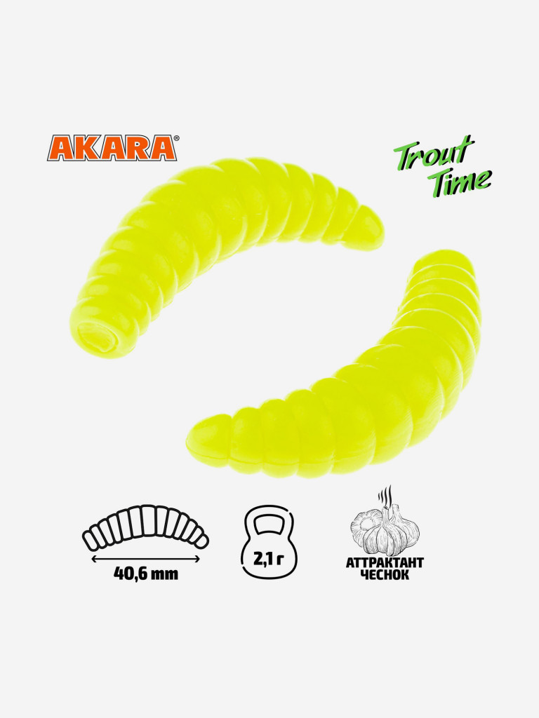 Силиконовая приманка Akara Trout Time MAGGOT 1,6 04Y, Garlic (20 шт.)