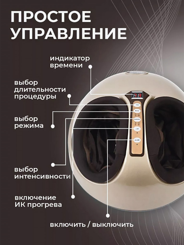 Массажер для ног электрический HavenHome с прогревом Roller+ 3 вида массажа, 3 скорости