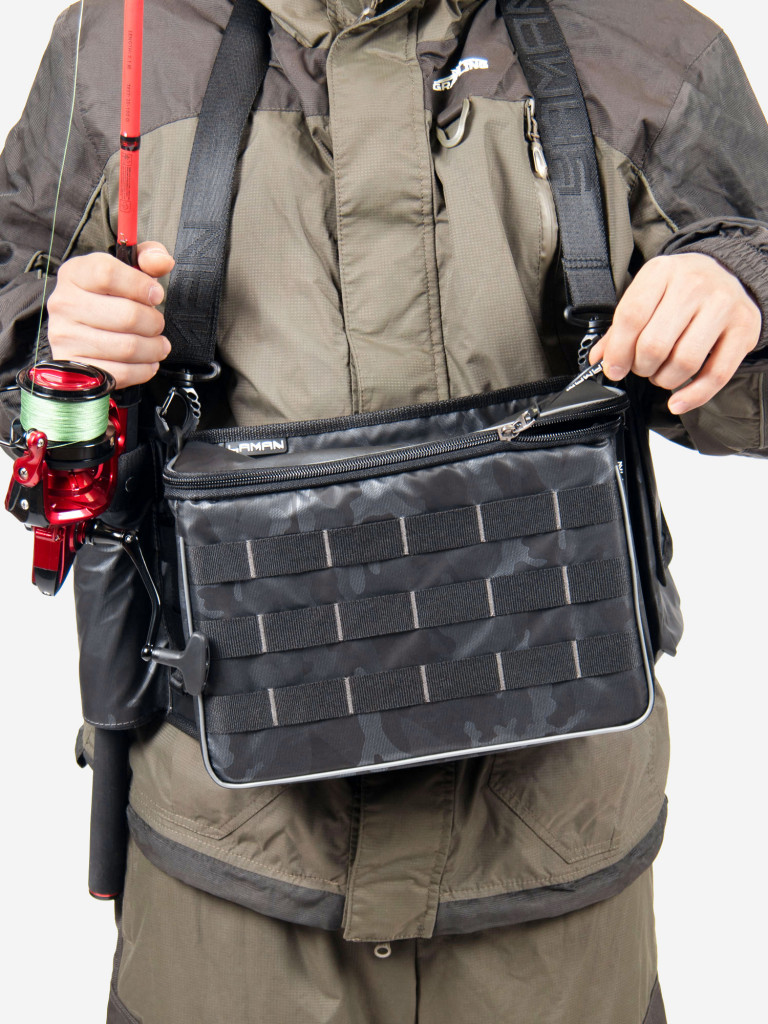 Сумка рыболовная поясная Yaman Fishing Belt Bag, 74х22х10 см, цвет серый камуфляж + 2 коробки LUNO.