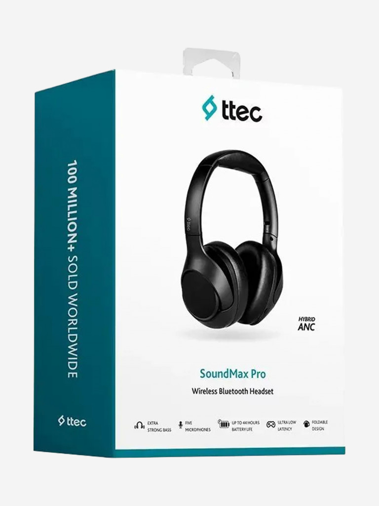 Беспроводная Bluetooth-гарнитура TTEC SoundMax Pro ANC Wireless Bluetooth Headset. Цвет: черный