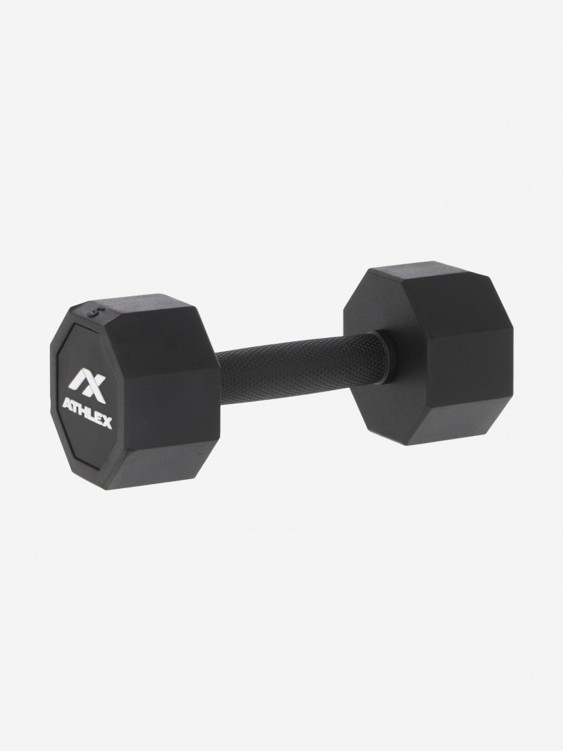 фото Гантель гексагональная обрезиненная athlex, 5 кг, черный