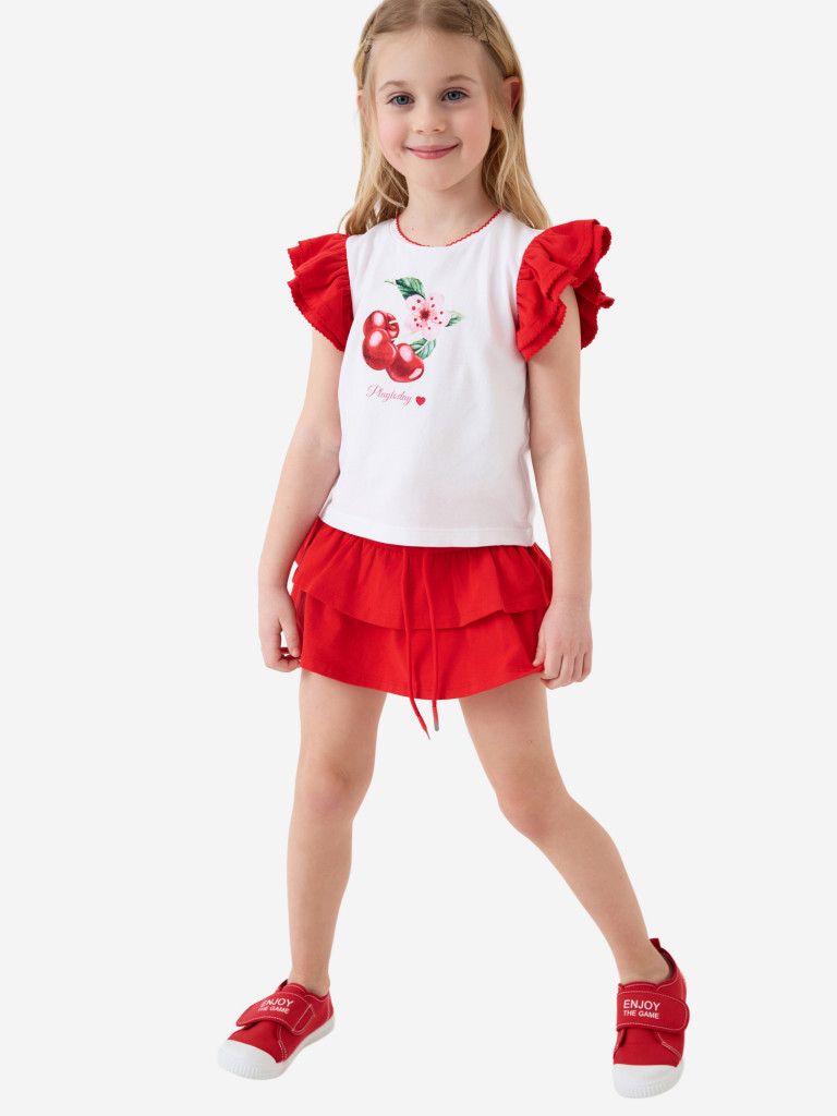 Комплект для девочек: футболка, юбка-шорты PlayToday