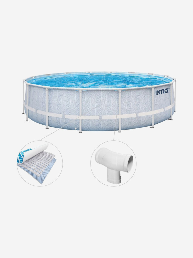Каркасный бассейн Intex 26746 Chevron Prism Frame (488х122см) фил.-нас., лестница, тент, подст.
