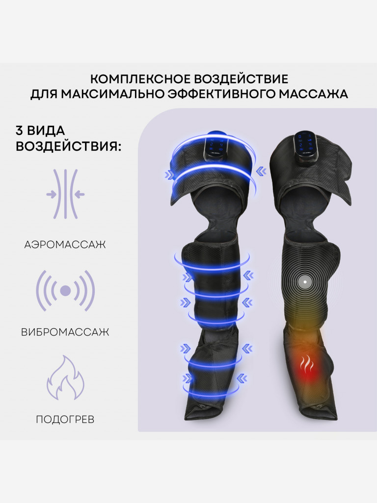 Компрессионный массажер для ног беспроводной PLANTA MFC-150 Черный цвет —  купить за 7590 руб. со скидкой 42 %, отзывы в интернет-магазине Спортмастер