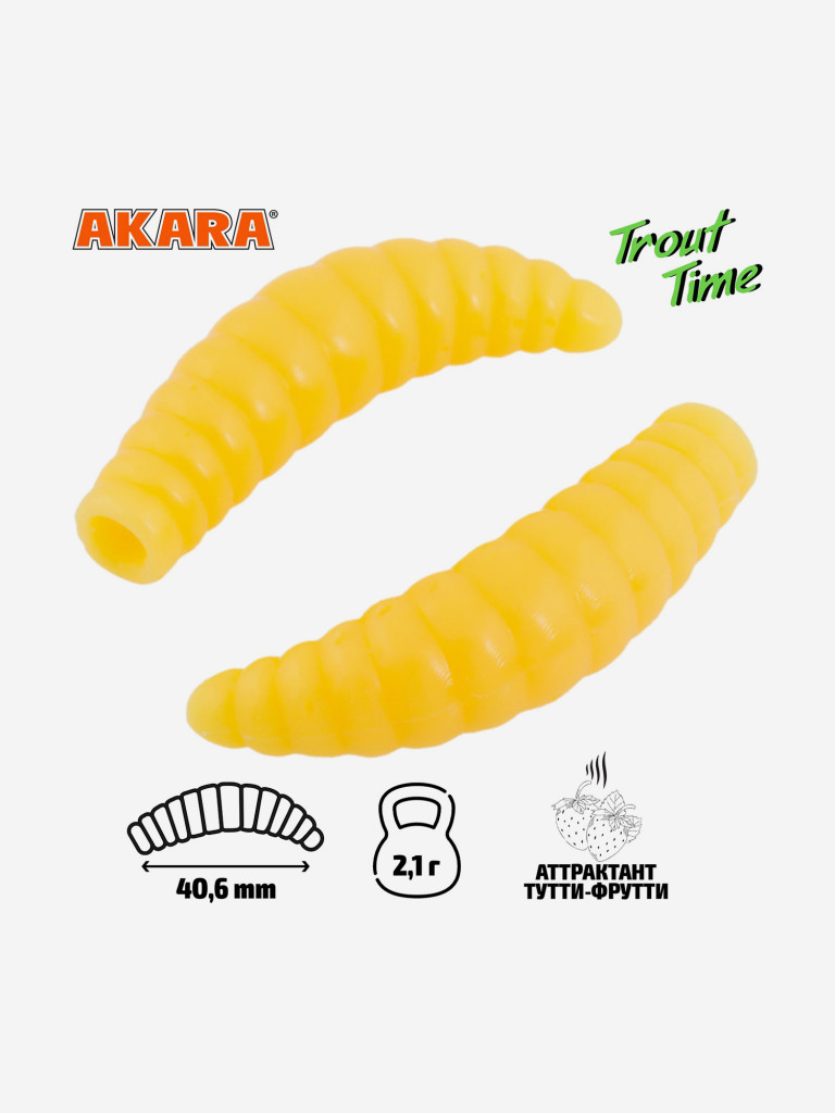 Силиконовая приманка Akara Trout Time MAGGOT 1,6 446, Tu-Frutti (20 шт.)