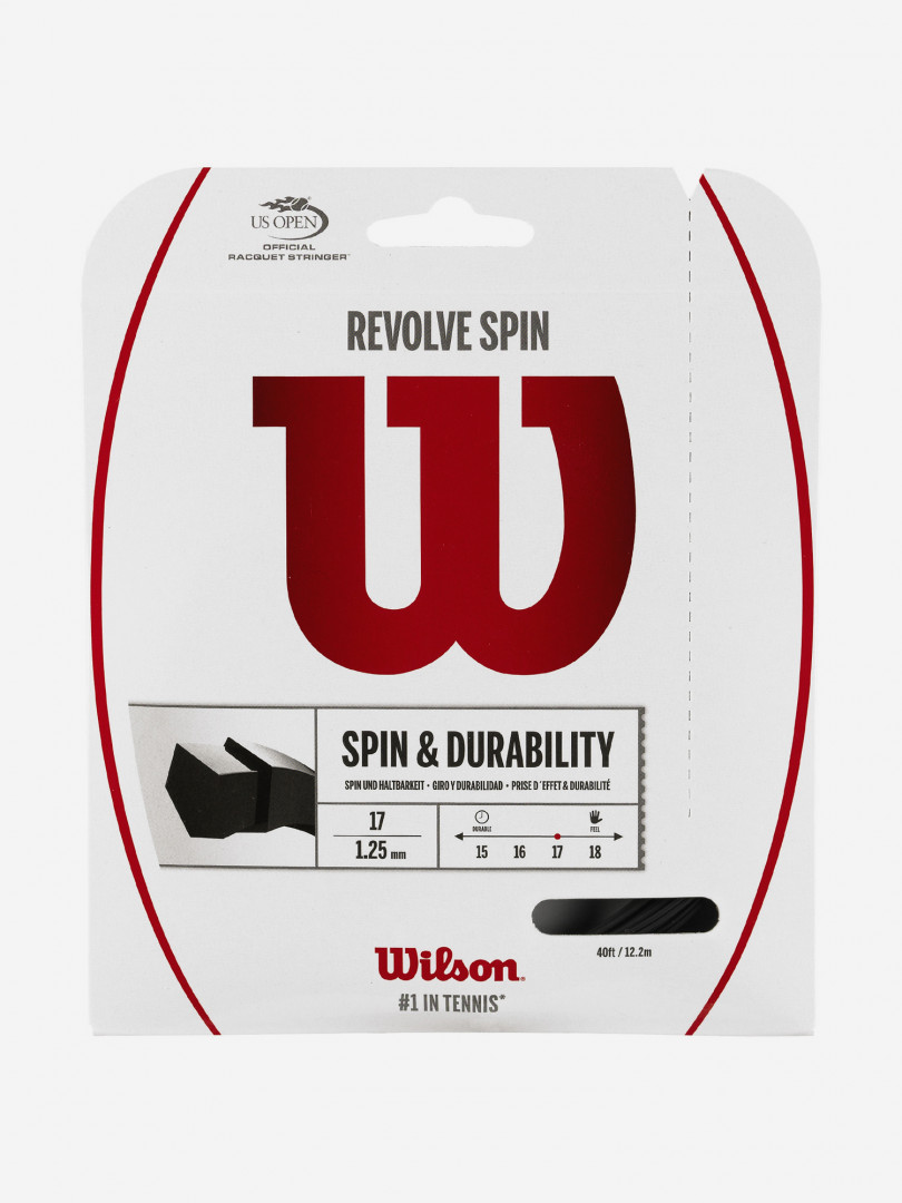 фото Струна для большого тенниса wilson revolve spin 17 set, черный