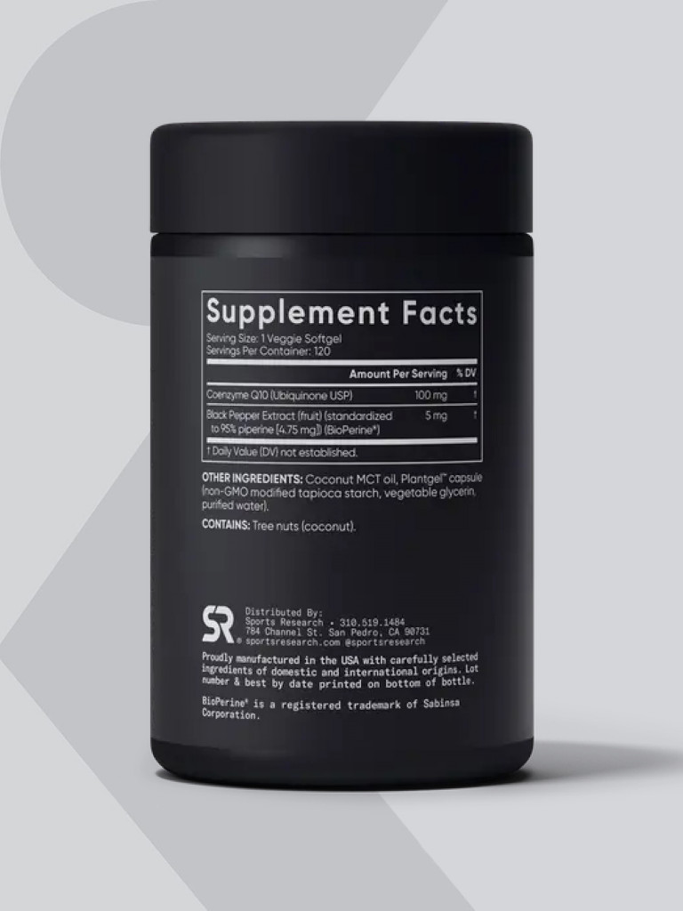 Коэнзим Q10 Sports Research, 120 вегетарианских желатиновых капсул