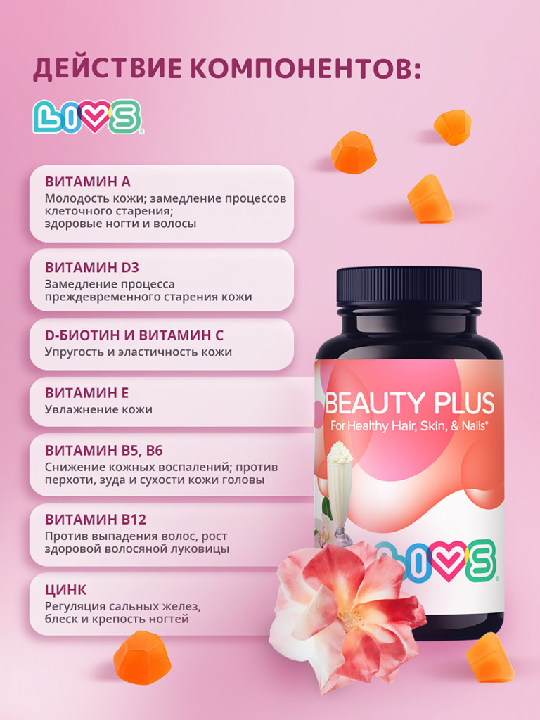 Комплекс витаминов для кожи, волос и ногтей LIVS, 60 шт.