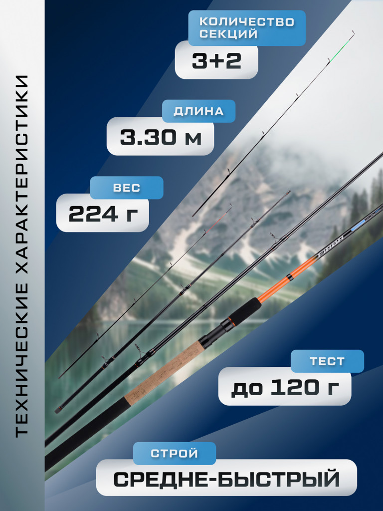 F-FISHING Удилище фидерное Fiaba Feeder 3,3м тест max 120г
