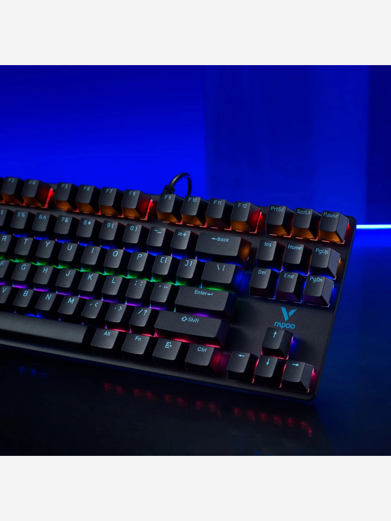 RAPOO Игровая механическая клавиатура проводная V500PRO-87, цвет - черный (12857)