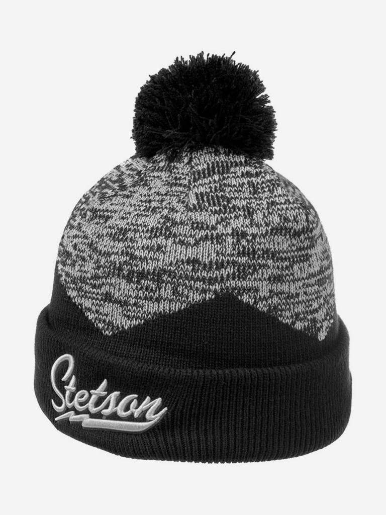 Шапка с помпоном STETSON 8599125 BEANIE POMPOM (черный)
