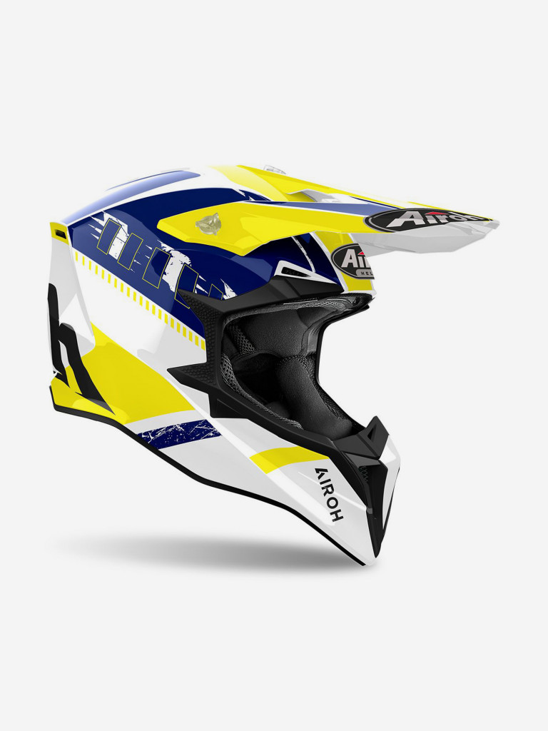 Мотошлем Кроссовый Airoh WRAAP FEEL Yellow/Blue Glossy