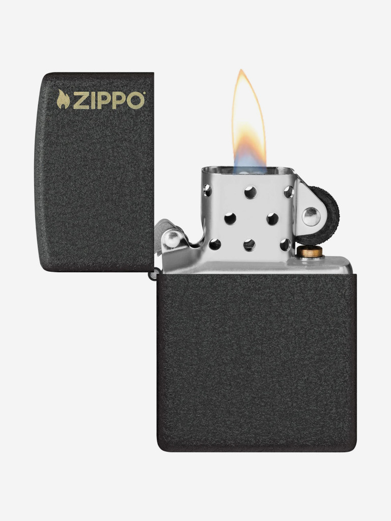 Зажигалка бензиновая ветроустойчивая Zippo Logo Classic Black Crackle